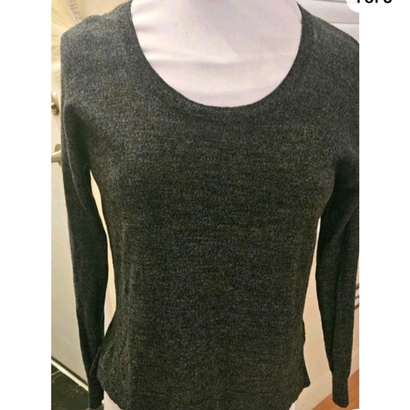 Madewell Charcoal Grey Merino Wool Blend Scoopneck Split Hem Sweater Wmn's Sz S - Picture 1 of 6